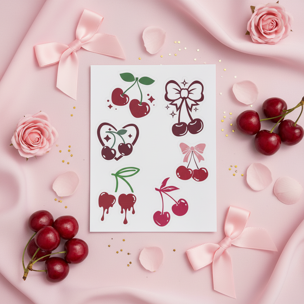 Cherry tattoo sheet product photo